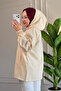 6683 - Stylish, Comfortable, Loose-Fitting Peach Fabric Women's Hooded Jacket with Stone Detail - 4