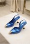 Rwen Women's High Heel Shoes Gold Heel Toe Ironed Leather