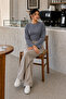 Smoked Crew Neck Basic Women's Top - 2