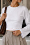 White Crew Neck Basic Women's Top - 5