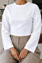 White Crew Neck Basic Women's Top - 6