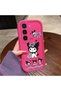 Infinix Hot 60 Pro Plus Compatible Pink Red Silicone Case Shockproof Camera Protection Kuromi Bow Pattern