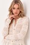 White Knitwear Cardigan with Ruffled Hem and Openwork Buttons - 3