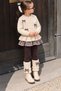 Rabbit Appliqué Bow Detailed Knitwear Girls' 2-Piece Set - Beige - 2