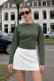 Women's Casual Wear Khaki Crop Long Sleeve Blouse