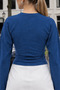 Women's Casual Wear Blue Crop Long Sleeve Blouse - 6