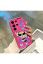 Samsung Galaxy S23 Ultra Compatible Pink Red Silicone Case Shockproof Camera Protection Heart Powerpuff Girls Patterned - 4