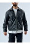 Black leather men's jacket coc3502