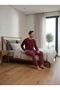 Men's Long Sleeve Three Button Collar Plaid Pattern 100% Cotton Winter Pajama Set - 3