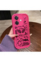 Oppo A3/A3X 4G/5G Compatible Pink Red Silicone Case Shockproof Camera Protection Graffiti Pattern