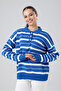 Polo Collar Striped Knit Sweater