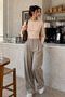 Beige Crew Neck Basic Women's Top - 3