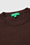 Men's dark brown 100% merino crew neck sweater - 3