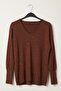 Brown V-Neck Cuffed Sleeves Thin Sequined Casual Knitwear Sweater 70 60 - 2