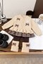 Rabbit Appliqué Bow Detailed Knitwear Girls' 2-Piece Set - Beige