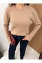 Women's Braided Volan Sleeve Knitwear Sweater - 4