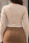 Beige Slim Fit Long Sleeve Crop Blouse - 6