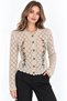 Beige Floral Embroidered Openwork Knitwear Cardigan