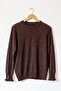 Brown Round Neck Ruffle Sleeve Ribbed Hem Tulle Stripe Knitwear Sweater 67 60 - 2