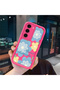 Samsung Galaxy S23 Compatible Pink Red Silicone Case Shockproof Camera Protection Flower Pattern - 3