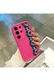 Samsung Galaxy S24 Ultra Compatible Pink Red Silicone Case Shockproof Camera Protection Dotted Lace Pattern - 4