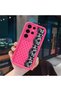 Samsung Galaxy S23 Ultra Compatible Pink Red Silicone Case Shockproof Camera Protection Dotted Lace Pattern - 3