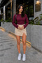 Burgundy Off-Shoulder Fitted Basic Crop Top - 4