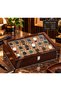 Watch Box for 18 Watches with Mahogany Alcantara Glass Cover - 5