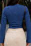 Blue Off-Shoulder Fitted Basic Crop Top - 6