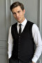 Men's Buttoned Black Vest Cotton Knitwear Without Pockets Rice Pattern Steel Knit Classic Fit - 5410Ls - 5