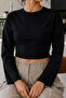Black Crew Neck Basic Women's Top - 6