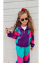 Girls' 80S Retro Color Block Zipper Tracksuit Set - 2