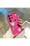 Samsung Galaxy S23 Ultra Compatible Pink Red Silicone Case Shockproof Camera Protection Cat and Star Pattern - 4