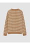 Brown Crew Neck Plaid Women's Knitwear Cardigan - 7