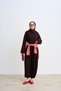 Women's Stitching Detail Pleated Shalwar Knitted Suit Brown - 4