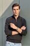 Men's Zippered Half Fisherman Stone Sweater Knitwear Solid Color Classic Fit - 5242B - 3