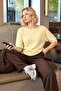Women's Crew Neck Loose Fit Half Sleeve Knit Sweater - 2