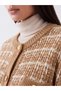 Brown Crew Neck Plaid Women's Knitwear Cardigan - 3