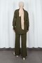 Half Turtleneck Collar Detailed Knitwear Suit with Trousers Khaki Hnt2811 - 5