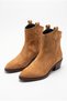 Women's Pointed Toe Block Heeled Zippered Cowboy Western Ankle Boots - Lavia - Taba Suede