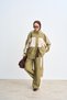Women's Double Color Stripe Detail Suit Oil Green - 2