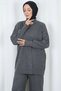 Half Turtleneck Sleeve Detailed Pantalonlu Knitwear Set Dark Gray Hnt2811 - 5