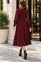 Women's Long Sleeve Lace Sleeve Detailed Belted A-Line Midi Waffle Dress - 3