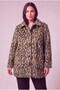 Leopard Patterned Large Size Lined Cashmere Jacket Mink
