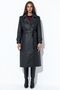 Faux Leather Belted Long Trench Coat - 6