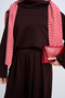 Women's Stitching Detail Pleated Shalwar Knitted Suit Brown - 6