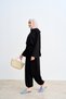 Women's Stitching Detail Pleated Shalwar Knitted Suit Black - 4