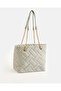 Women Grey Quilted Tote Bag with Coin Pouch - 3
