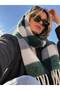 Colorful Puffy Soft Textured Scarf Plaid Patterned Shoulder Shawl - 2