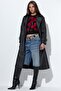 Faux Leather Belted Long Trench Coat - 4
